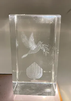 Buy Paperweight 3D Laser Etched Crystal Glass Solid Cube Peace Dove • 14.99£