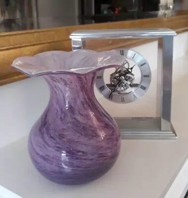 Buy Alum Bay Studio Art Glass Vase - Purple Lilac Swirl Flared Frill Rim • 12.95£