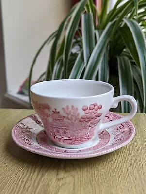Buy Vintage Churchill Rosa Pink Willow Super Vitrified Cups & Saucers Quite Rare Now • 6.50£