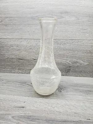 Buy Vtg Clear Crackle Glass 10   Vase Art Glass • 19.27£