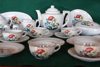 Buy Vtg Child Toy China Tea Set 29 Pieces Ceramic/Porcelain ONE OWNER/Original Box • 53.11£