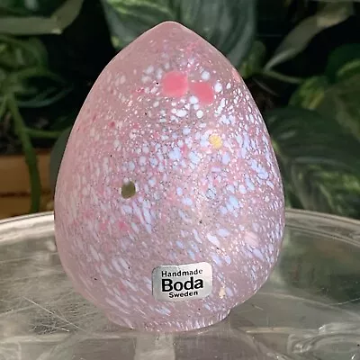 Buy Kosta Boda Art Glass Pink Egg Sweden Monica Backstrom Hand Blown Speckled VTG • 31.16£