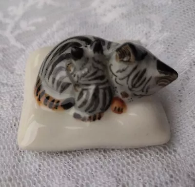 Buy Little Grey Tabby Mother Cat & Kitten On Cushion China Ornament Klima ? Vtg • 49.99£