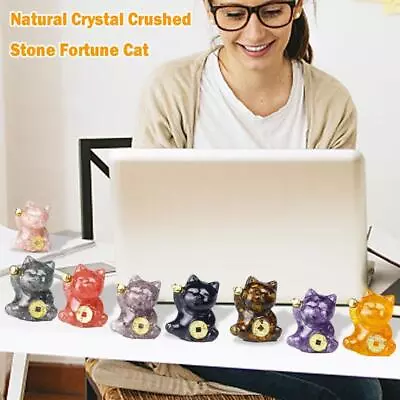 Buy Lucky Cat Crystal Ornament Fortune Car Decor Kitten Small Toys Desktop S5W8 • 6.95£