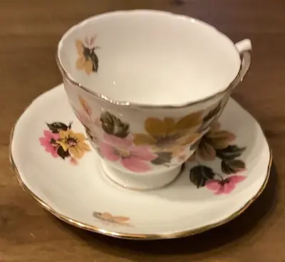 Buy Vintage Royal Vale Bone China Teacup & Saucer England Floral Pattern • 12.49£