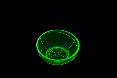 Buy A Vintage Uranium / Vaseline Glass Small Round Bowl Showing Uv Fluorescence • 7.47£