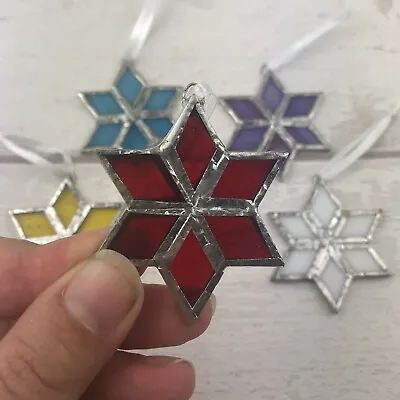 Buy Red Stained Glass Star - Window Or Tree Ornament Decoration - Handmade In UK • 9.99£