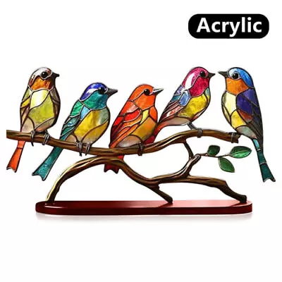 Buy Stained Glass Birds On Branch Desktop Ornaments Double Sided Multicolor Style.UK • 8.29£