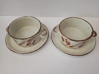 Buy Midwinter Stonehenge Wild Oats 2 X Lugged Soup Bowls & Saucers Very Little Use • 18£