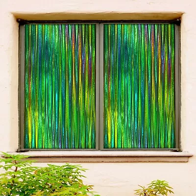 Buy 3D Green Lines 675NAN Window Film Print Sticker Cling Stained Glass UV Block Fay • 214.19£