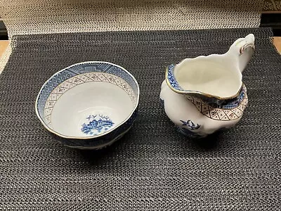 Buy Beautiful Booths Real Old Willow Blue & White A8025 Milk Jug & Sugar Bowl Nice! • 26.95£