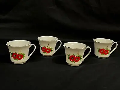 Buy Set Of 4 Royal Devon Coffee Cups ROD7G Poinsettia • 23.84£