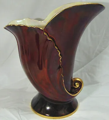 Buy Carlton Ware Dark Red And Gold Rouge Royale Vase • 29.99£