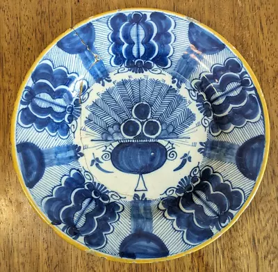 Buy 18th Century Dutch Delft De Blompot Peacock Plate Antique FaienceEarthenware A/F • 50£