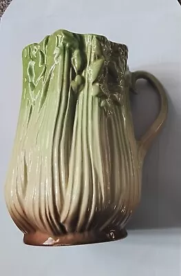 Buy Vintage SylvaC Pottery - Green Glazed Celery Formed Jug • 8£