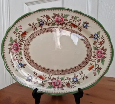 Buy Vintage Royal Cauldon Oval Shaped Serving Plate Platter Green Floral Design 25cm • 14£