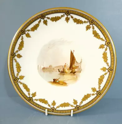 Buy Antique MINTON Porcelain Landscape Pedestal Dessert Plate • 49£