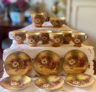Buy Rare Signed Antique English 6xPiece 1930’s Royal Winton, Handpainted Coffee Set • 110£