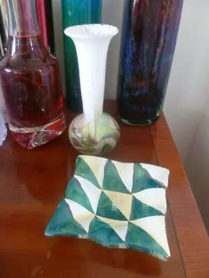 Buy Signed MTARFA Malta Case Art Glass Vase & Mdina Cold Fused Lattice Tile Dish • 15.75£