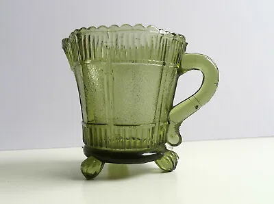 Buy Vintage Art Deco Sowerby Lea Green Pressed Glass Creamer Milk Jug Vase Candle • 8.99£