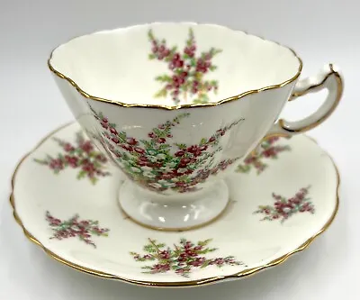Buy Hammersley Purple & White Floral Footed Cup & Saucer, 4060, Excellent Cond • 19.17£