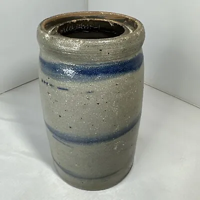 Buy Antique Cobalt Striped Pottery Canning Jar Crock Stoneware Country Primitive • 327.17£