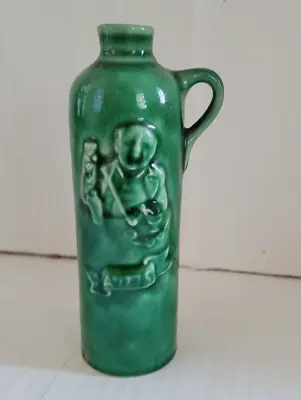 Buy Vintage Gouda Holland Hulstkamp Green Pottery Flagon Bottle • 19.95£