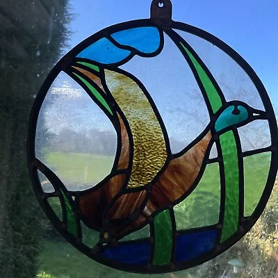 Buy Beautiful Hanging Stained Glass Window Leaded Flying Duck Design Art Deco Style • 22£