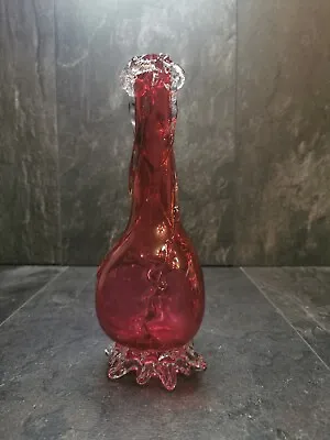 Buy Antique Vintage Cranberry Glass Vase 9  • 30£