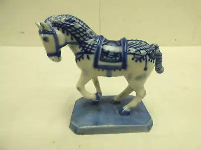 Buy Delft 1987 The Franklin Mint Blue White Decorative Horse Figurine 5 Inch • 14.99£