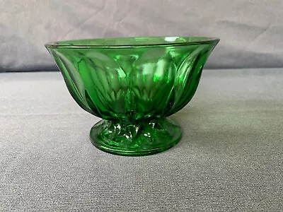 Buy Vintage Anchor Hocking Emerald Green Glass Thumbprint Pedestal Candy Dish Bowl  • 24.92£