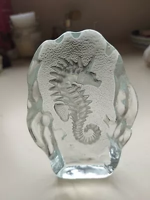 Buy Glass Seahorse Sculpture - Possibly Mats Jonasson - 11cm (4.5 ) Tall • 10£