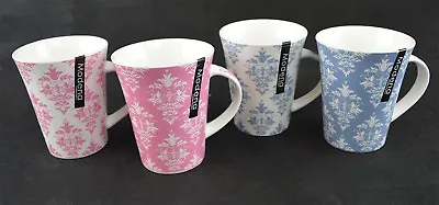 Buy New Bone China Set Of 4 Tea Coffee Mugs Home Office 2 Assorted Patterns • 13.99£