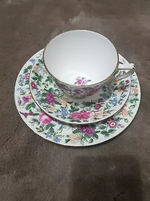 Buy Vintage CROWN STAFFORDSHIRE China Tea Set Trio THOUSAND FLOWERS Cup Saucer Plate • 10.95£