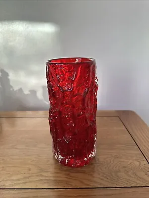 Buy Whitefriars Glass Bark Vase Geoffrey Baxter Large 9” Ruby Red  Excellent ￼9691 • 189.99£
