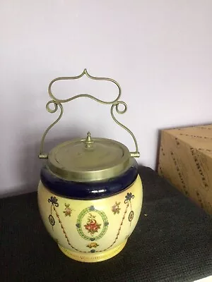 Buy Vintage Carlton Ware Blush Ivory Decorated Biscuit Barrel With Plated Lid Etc • 12.99£