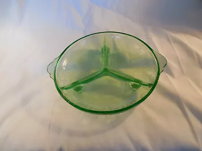 Buy Vintage Vaseline Glass Divided Footed Bowl • 16.69£