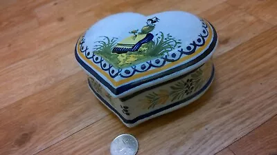 Buy Henriot Quimper Faience Heart Shaped Pottery Box Excellent Condition  • 34.99£