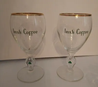Buy Waterford Barware Irish Coffee Stemmed Glasses Green Shamrock Gold Trim Set Of 2 • 17.84£