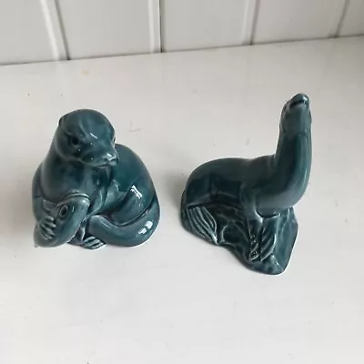 Buy Poole Pottery Turquoise Otter And Seal Duo CH • 8£
