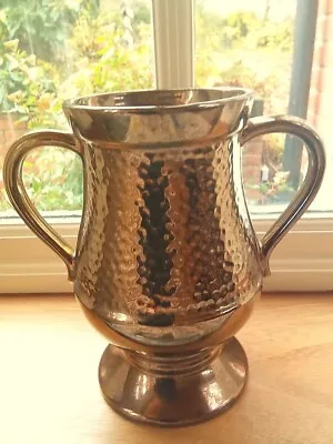 Buy Large Vintage Prinknash Vase With Metallic Crinkle Glaze And Hammered Finish • 5£