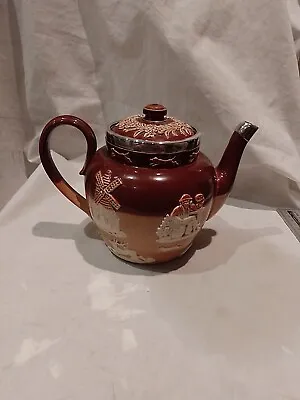 Buy Antique Doulton Lambeth Teapot Complete With Silver Mounts.Stamped 6233. • 19.99£