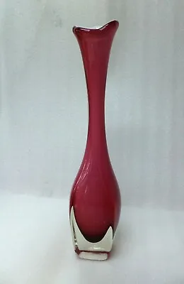 Buy Large  Scandinavian  Swedish   Pink  Art  Glass  Vase   • 45£