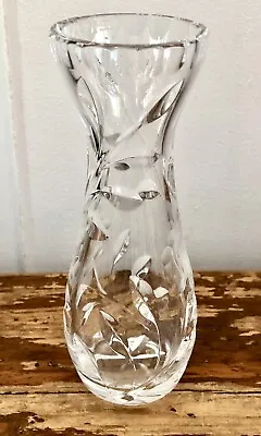 Buy Vintage Deep Hand Cut Lead Crystal Glass Vase W/ Etched  Flowers - Heavy • 18.71£