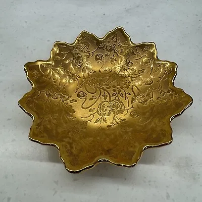 Buy RARE Vintage Osborne China Hand Painted Gold Floral Trinket Dish, Candy Dish 6in • 11.36£