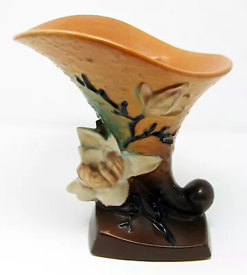Buy Vintage Roseville Pottery Magnolia Cornucopia Vase #185-8 Orange/Brown 8  • 38.51£