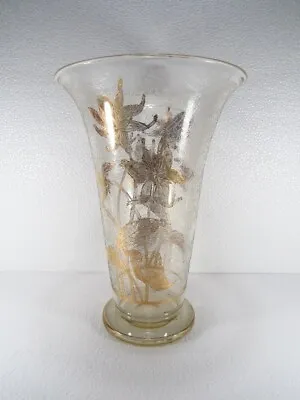 Buy Vintage Crackled Glass Vase Flowers Made With Gilded Gold 24k Filaments • 80.33£