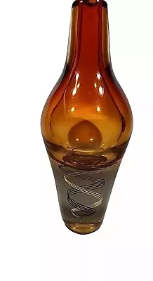 Buy Kosta Boda Art Glass Late 20th-Century Sommerso Orange White/Black Swirl Vase • 67.49£
