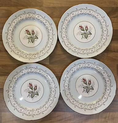 Buy 4 X Paragon China Plates, Duck Egg Blue Pink Roses, New • 30£