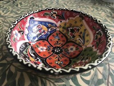 Buy Vintage 70s Handmade Hand Painted Turkish Iznik Style Small Ceramic Bowl 5  • 20£